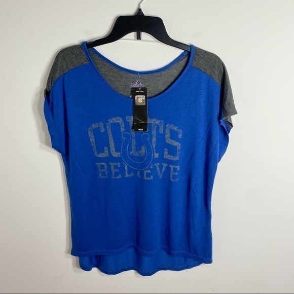 Indianapolis Colts Top NWT Large Blue Gray Women’s - Picture 2 of 11